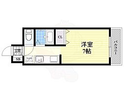 セントラルハイツカシノ 4階1Kの間取り