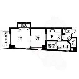 WILL 4階2DKの間取り