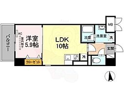 プリマステラ 3階1DKの間取り