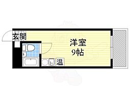 五大ビル 4階ワンルームの間取り