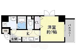 プレイズシード千代田 9階1Kの間取り