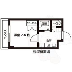 ウイステリア新瑞 4階1Kの間取り