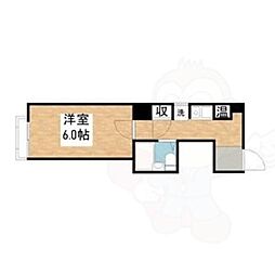 ロイヤル大磯 2階1Kの間取り