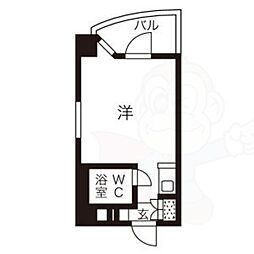 プレスイン篠原橋 3階1Kの間取り