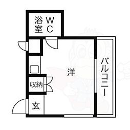 サンメゾン安田 3階ワンルームの間取り