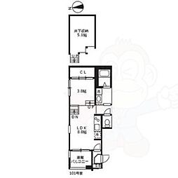 ハーモニーテラス愛知町 1SLDKの間取図画像