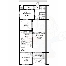 NTKresidence 3階2LDKの間取り