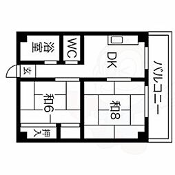 ミヅホビル 4階2DKの間取り