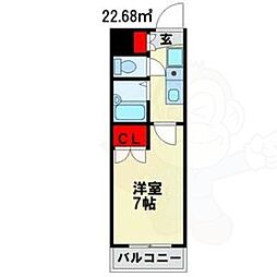 セントラルハイツ元塩 1階1Kの間取り
