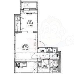 Cherim築地口Luna 3階1LDKの間取り