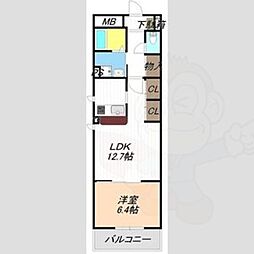 ドウェル当知 1LDKの間取図画像