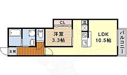 ハウス北原 1LDKの間取図画像