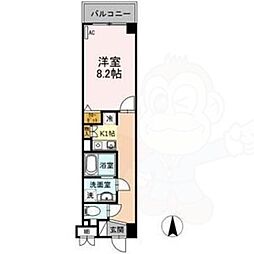 グランソワール瑞穂 1Kの間取図画像
