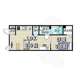 リベシティ烏森 1LDKの間取図画像