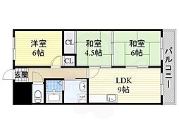 レジディア日比野 3DKの間取図画像