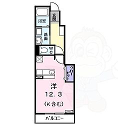 リバース露橋 ワンルームの間取図画像