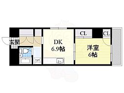 パークサイドメゾン伏見 1DKの間取図画像