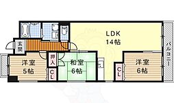 ユーハウス鶴舞2 3LDKの間取図画像