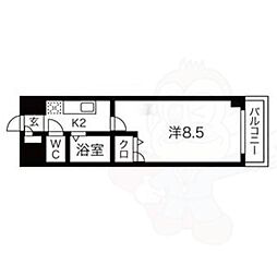 現代ハウス新栄 1Kの間取図画像