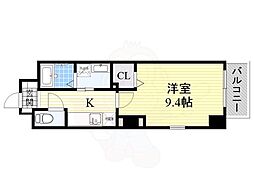 レジデンスK-1 1Kの間取図画像
