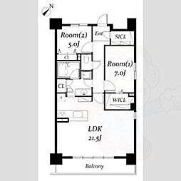 ロイヤルパークス千種 2LDKの間取図画像
