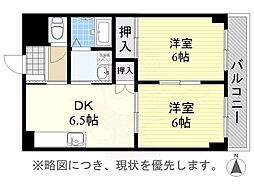 西一ビル 2DKの間取図画像