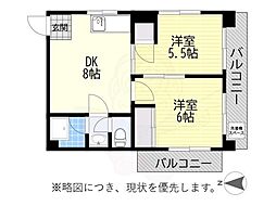 ファミール千代田 2DKの間取図画像