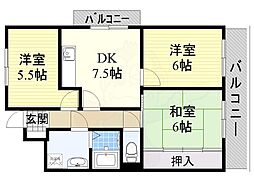 橘AKビル 3LDKの間取図画像