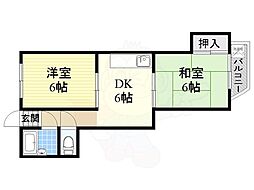 ブランシュ東海通 2DKの間取図画像