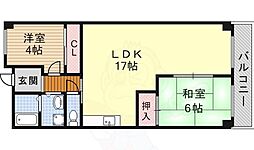 ブラウンハウス 2LDKの間取図画像
