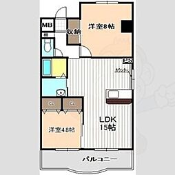メゾン岩室 2LDKの間取図画像