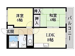 シャンポール鶴見 2LDKの間取図画像