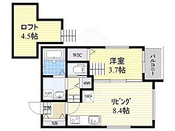スヴニール伝馬 1LDKの間取図画像