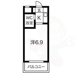 ドール滝子 1Kの間取図画像