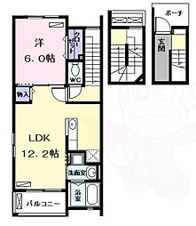 ブリッサ港西2 1LDKの間取図画像