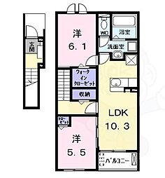 ヒカルサ名古屋港区大西I 2LDKの間取図画像