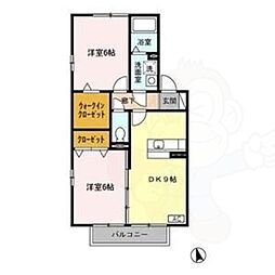 リポーズアルファ 2DKの間取図画像