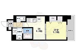 エスカルコート 1DKの間取図画像