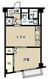 朝日マンション広尾 1LDKの間取図画像