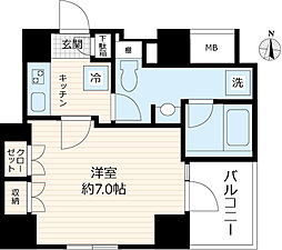 Log赤塚 1Kの間取図画像