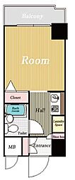 ラポール中目黒 1Kの間取図画像