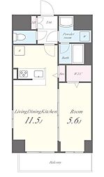 JR山手線 大崎駅 徒歩10分の賃貸マンション 4階1LDKの間取り