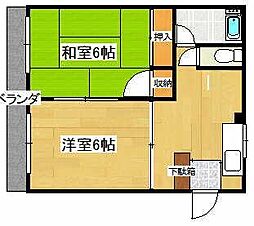 森ビル 3階2Kの間取り