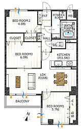 ダイアパレス藤ケ丘北弐番館 3LDKの間取図画像