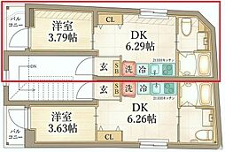 リアル北千住 1DKの間取図画像