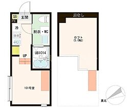 パインリーフ 2階ワンルームの間取り
