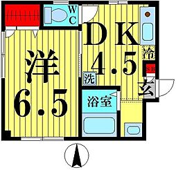 サンハイツ竹の塚 1階1DKの間取り