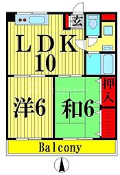 ＰＨＳ 3階2LDKの間取り