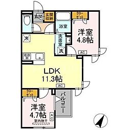 セレスティア扇III 2LDKの間取図画像