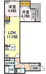 セレスティア扇III 2LDKの間取図画像